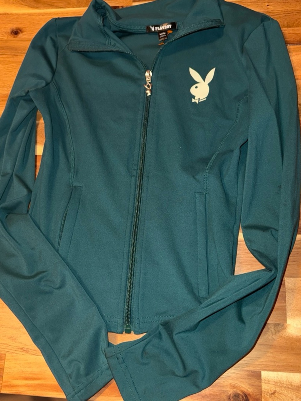 PLAYBOY Teal Slim Full-Zip Bomber Jacket